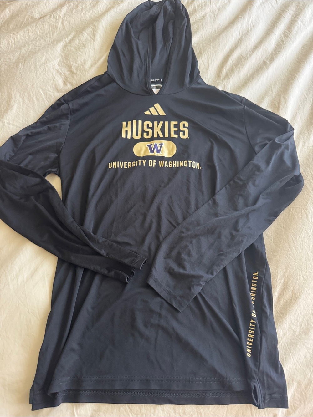 adidas Black University of Washington Huskies Hooded Long Sleeve
